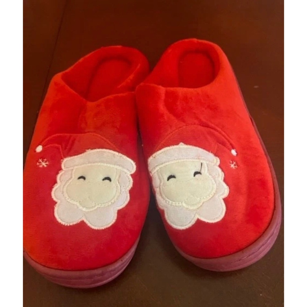 Red Santa Claus Plush Christmas Slippers House Shoes Holiday Unisex Size 36-37